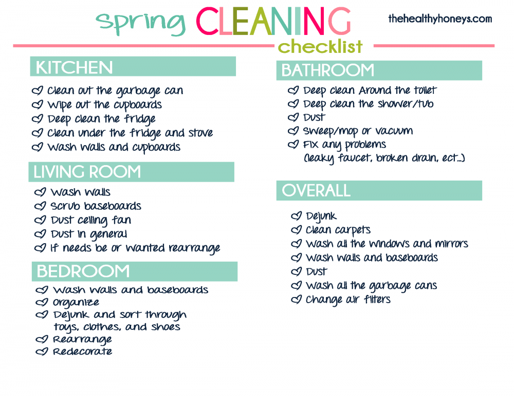 spring cleaning checklist and schedule