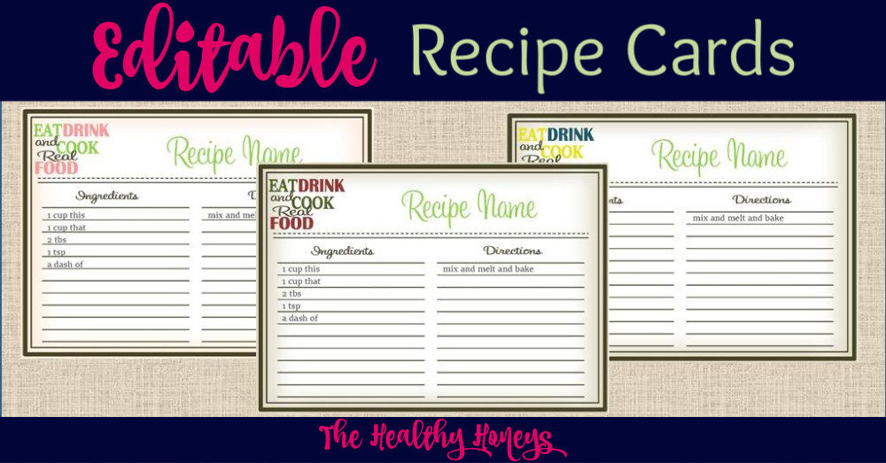 Real Food Recipe Cards: DIY, Editable