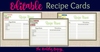 Real Food Recipe Cards: DIY, Editable